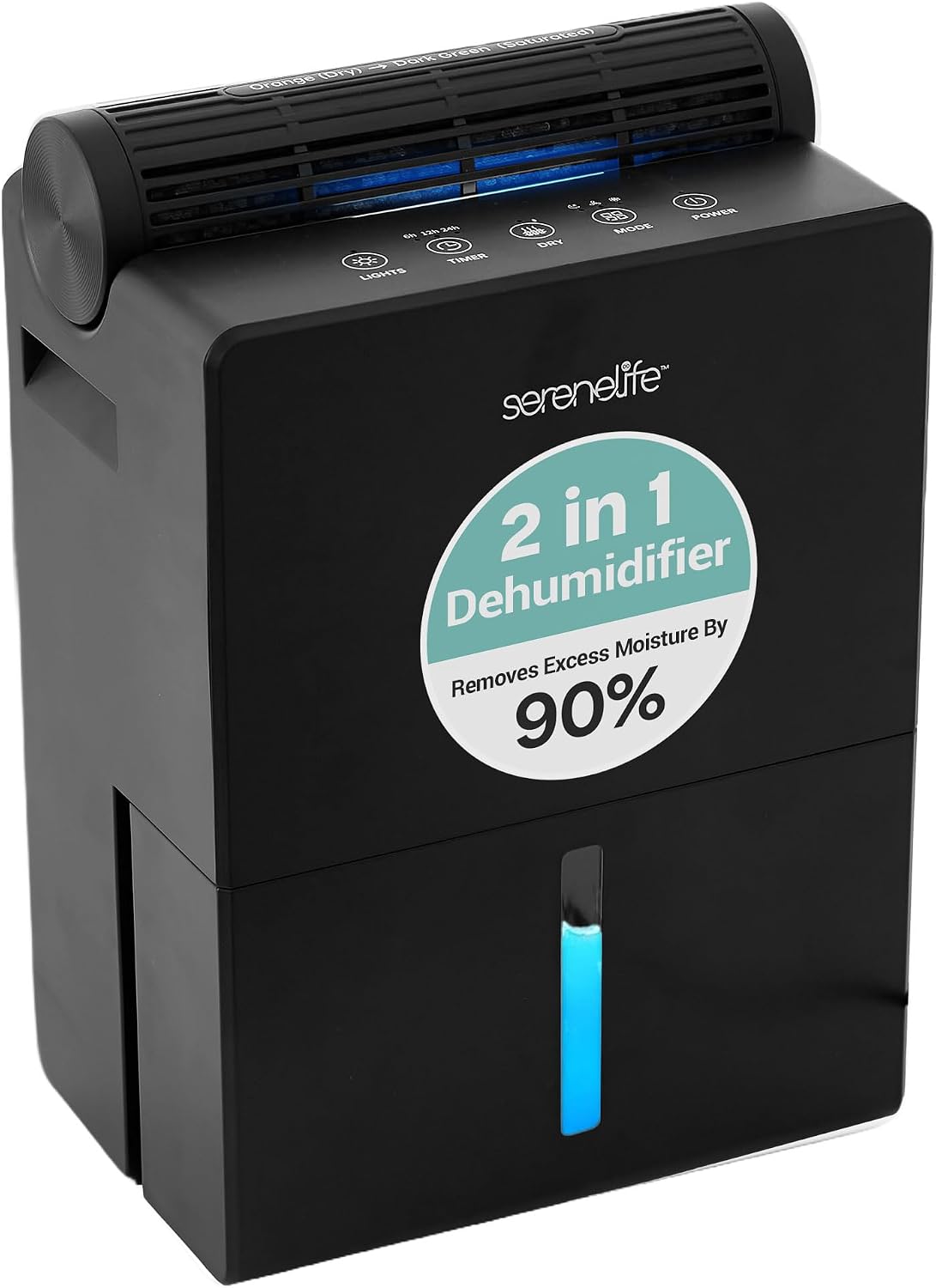 SereneLife Déshumidificateur 2,7 L–Déshumidificateur à Semi-Conducteurs Avec Arrêt Automatique, Dégivrage, Minuterie Et Mode Sommeil, Contrôle De L’Humidité, Réservoir 2,3 L, Fonctionnement Silencieux