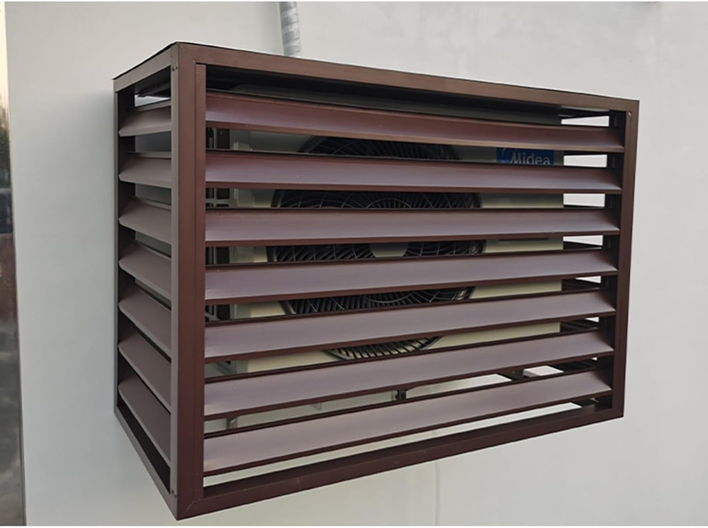 Housse De Protection Pour Mini Climatiseur Extérieur, Protection Contre Les Intempéries, Protection Antivol En Aluminium Robuste Avec Trou D'aération, Marron 2