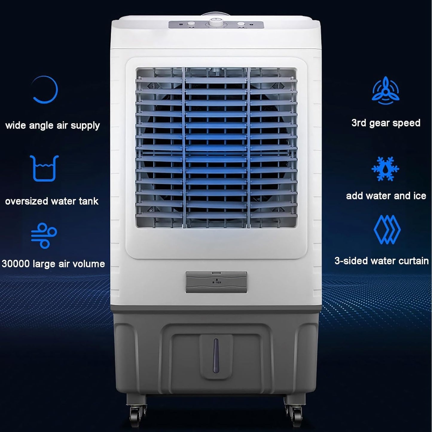 GENERIC Refroidisseur D'air Portable, Climatiseur Par évaporation 3 En 1, Léger, Faible Bruit, Persiennes Oscillantes, 3 Vitesses Du Vent, Grande Capacité Pour L'intérieur Et L'extérieur