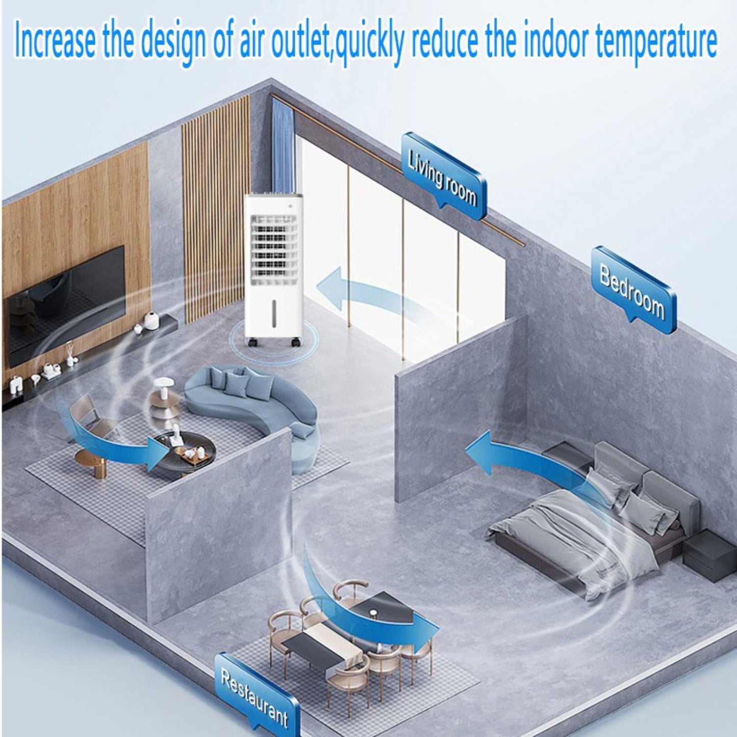 GENERIC Climatiseur Portable à 3 Vitesses, Oscillant à 90°, Fonctionnement Silencieux, Affichage Numérique, Minuterie De 8 Heures, Refroidisseur D'air Par évaporation Avec Ventilateur De Refroidissement à