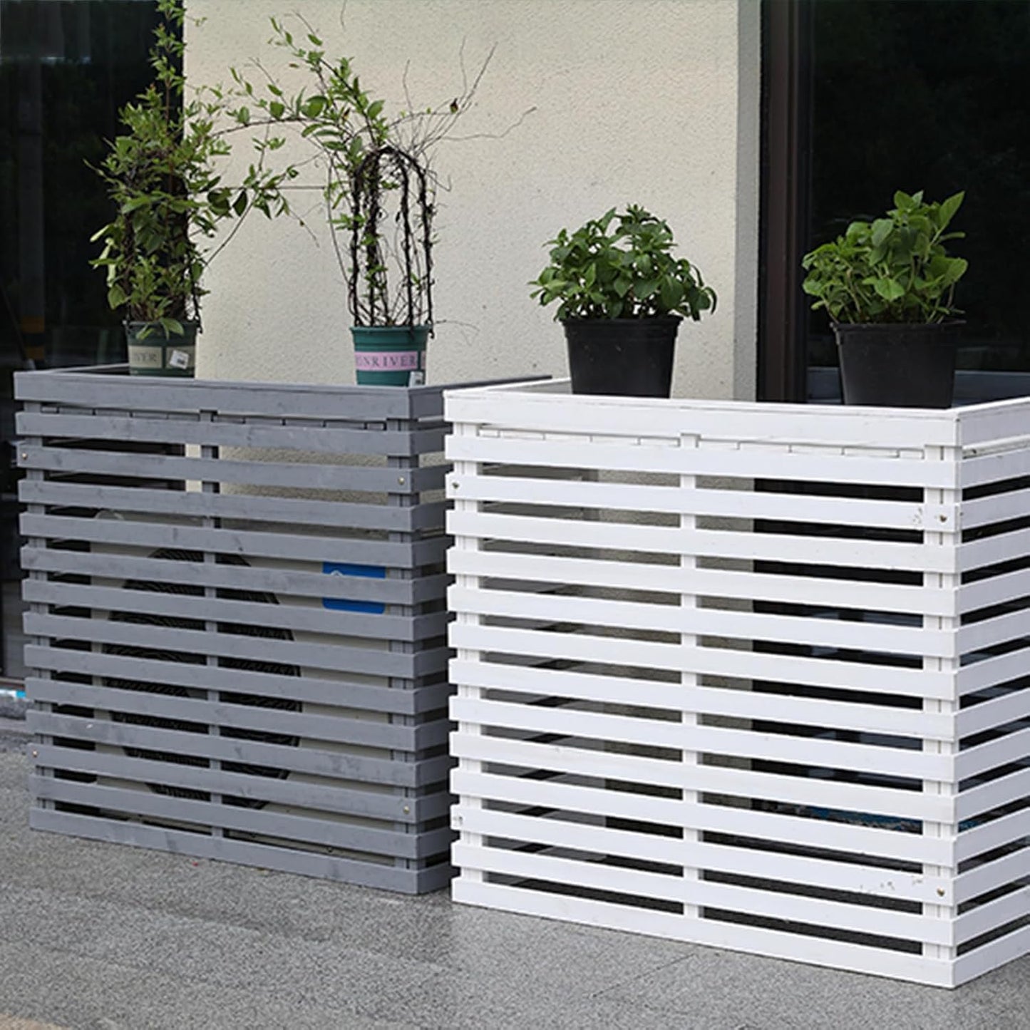 GENERIC Housse De Protection Pour Climatiseur Extérieur – Bouclier En Bois Robuste Pour Unité De Climatisation, Clôture D'intimité Intérieure Et Extérieure Pour Climatisation, Protection Contre Les