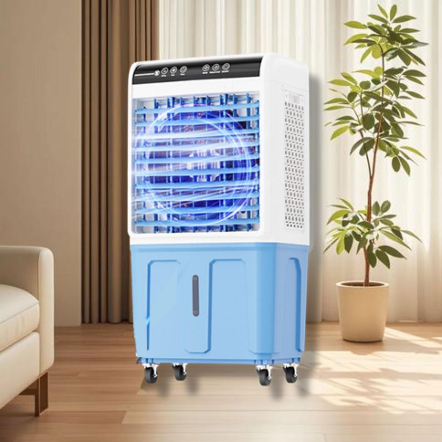 GENERIC Climatiseur Portable Sans Fenêtre Avec 3 Vitesses, Grand Réservoir D'eau, Oscillant à 120 °, Ventilateur De Refroidissement Industriel à Faible Bruit Pour Intérieur Et Extérieur