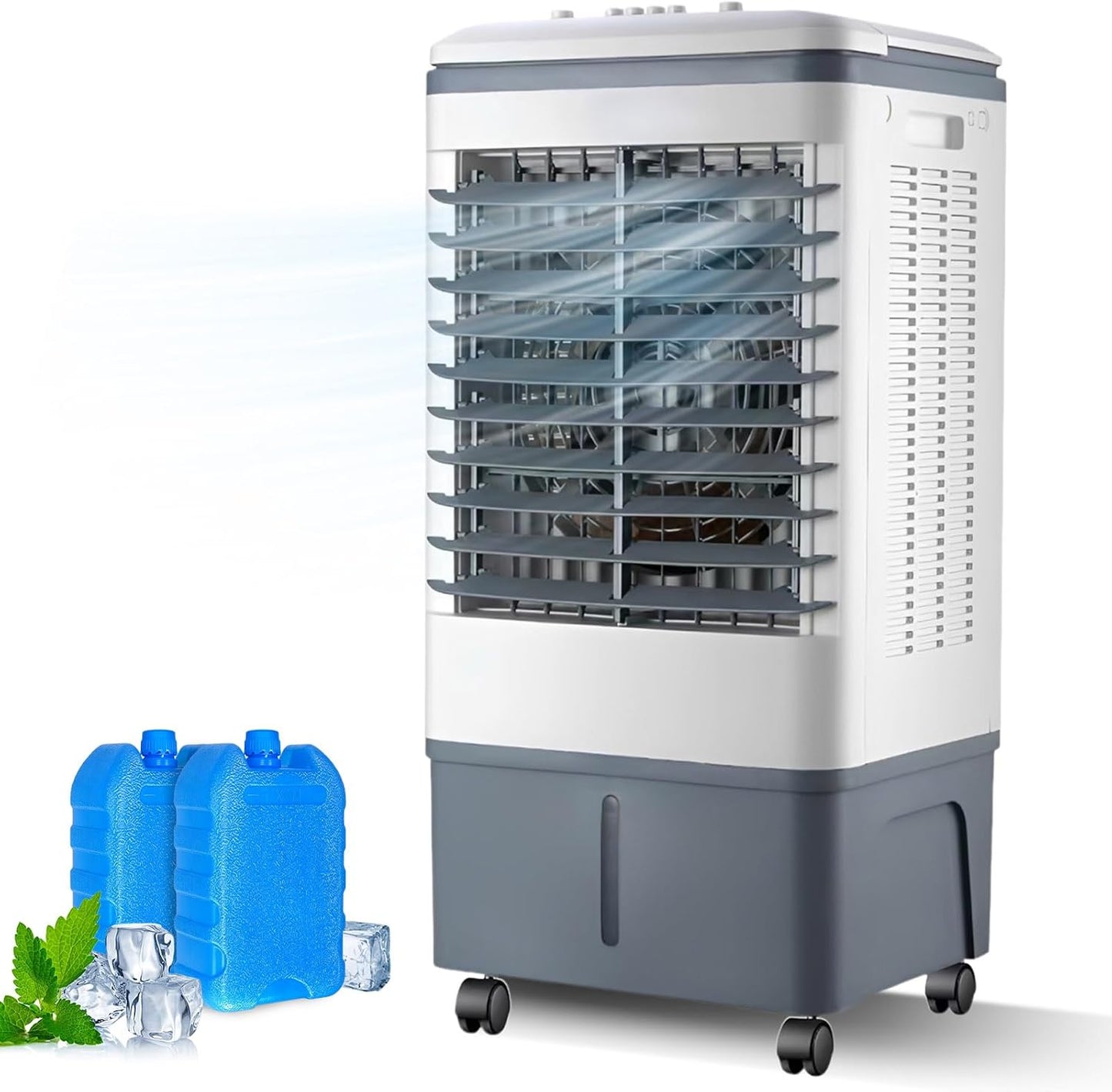 GENERIC Rafraîchisseur D'Air Portable 20 L, Humidificateur Évaporatif Mécanique, 2 Glacières, Grand Réservoir, Utilisation Facile