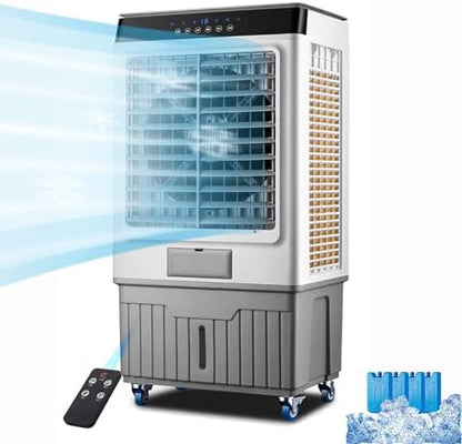 GENERIC Refroidisseur Par évaporation, Climatiseur De 60 L Avec Télécommande, Design Oscillant, Humidificateur à Faible Bruit Pour La Maison, Le Bureau Ou Un Usage Commercial, économe En énergie