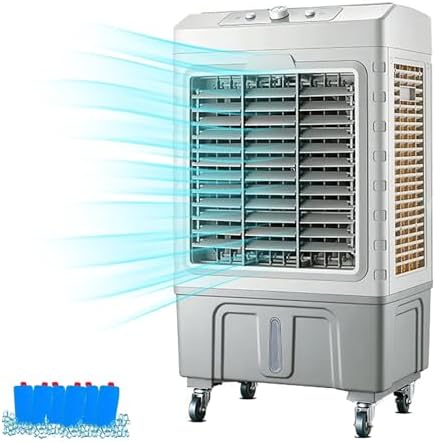 GENERIC Ventilateur De Refroidisseur D'air évaporatif Portable, 3 Vitesses, 120 Oscillation, 6 Boîtes à Glace, Grand Réservoir D'eau Jusqu'à 90 M2 De Chambre, Refroidissement Efficace Avec Roues Mobiles