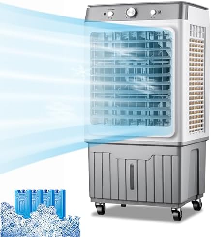 GENERIC Refroidisseur D'air Par évaporation Portable Avec Télécommande, Grande Glacière - Minuterie 12 H - Faible Bruit - Refroidissement économe En énergie Pour La Maison Et Le Bureau - Oscillation Grand