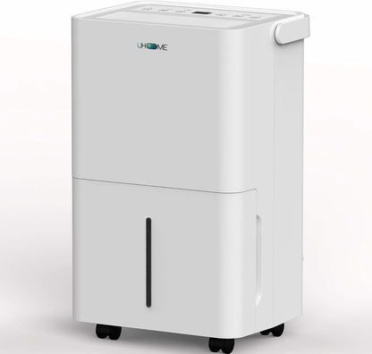  Uhome Déshumidificateur électrique, 12 L/24 H, Déshumidificateur D'ambiance 54 M³/18 M², Avec Arrêt Automatique, Capteur D'humidité, Mode Lavage Et Filtre à Charbon Actif, Tuyau D'arrosage