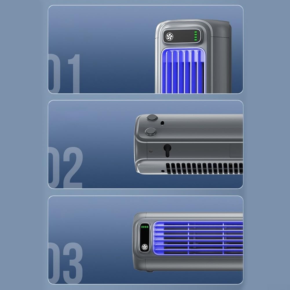  DAZZLEEX Ventilateur De Climatiseur Portable, Unité Murale, Ventilateur De Bureau Autonome Avec 3 Réglages De Vitesse, Batterie Rechargeable De 2000 MAh, 12 Heures D'autonomie, Pour La Maison, Le