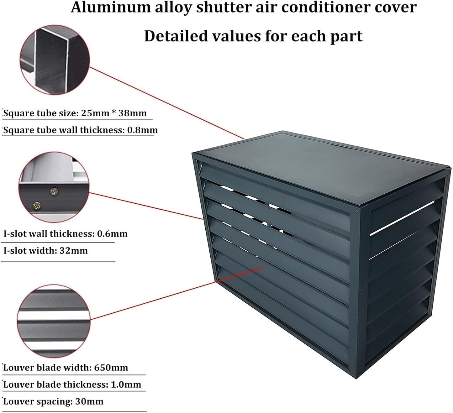 GENERIC Housse En Aluminium Pour Climatiseur Et Clôture D'intimité | Grille De Protection Extérieure Pour Climatisation | Bouclier De Condensateur Et Pompe à Chaleur | Boîtier élégant Pour Poubelle | Design