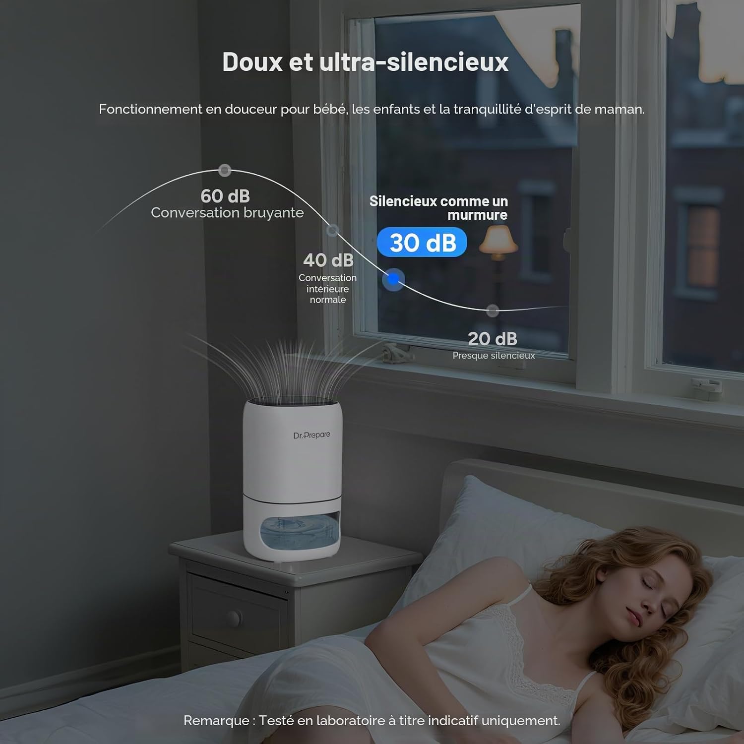  Dr.Prepare Deshumidificateur Electrique Deshumidificateur D Air 1L Deshumidificateurs Pour Chambre à Coucher Deshumidificateurs La Maison Portable Et Ultra Silencieux, Chambre, Bains, Armoire