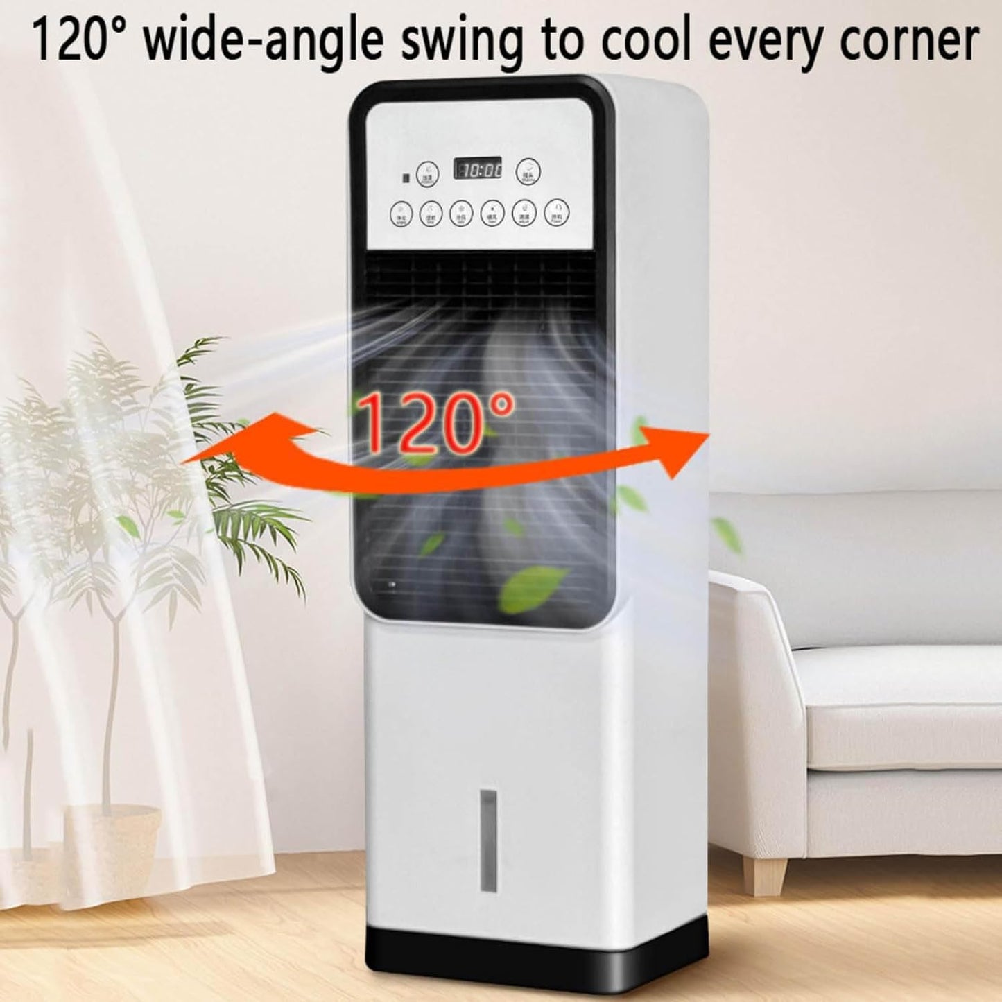 GENERIC Refroidisseur D'air Par évaporation Portable, Ventilateur De Tour De Refroidissement Avec Réservoir D'eau De 3L, Télécommande, Minuterie 12H, Oscillation à 120°, 4 Modes, 3 Vitesses Pour La Maison Et