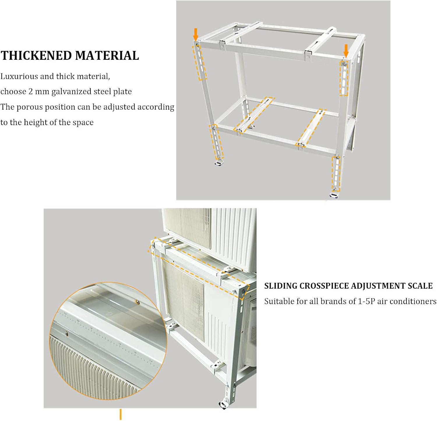  Support Robuste à Double Niveau Pour Climatiseurs Mini Divisés, Base De Pompe à Chaleur Extérieure, Support De Sol Absorbant Les Chocs Pour Une Stabilité Et Une Performance Améliorées