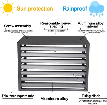 GENERIC Housse En Aluminium à 4 Panneaux Fendue Pour Climatiseur D'extérieur Et Support De Fleurs, Bouclier De Pompe à Chaleur Résistant Aux Intempéries (blanc 100 X 50 X 70 Cm)