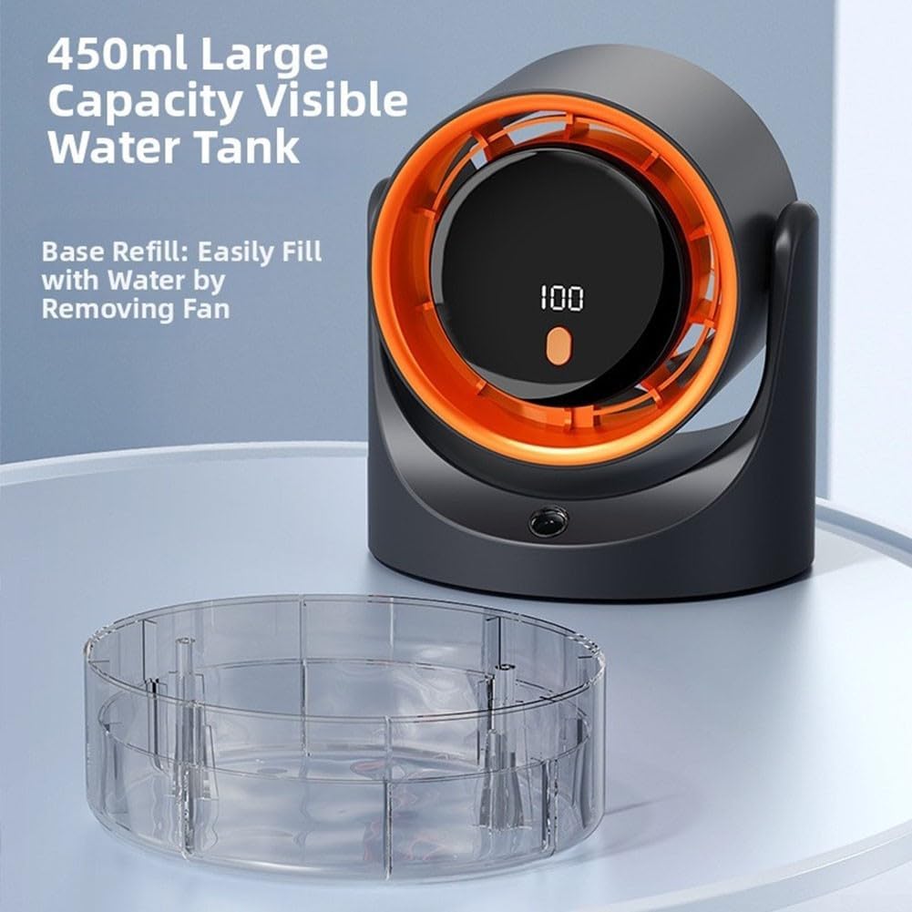  Refroidisseur D'air Par évaporation Portable – Avec 100 Niveaux De Vitesse – Réservoir De Type C 450 Ml – Pour Chambre à Coucher, Bureau, Camping-car (gris)
