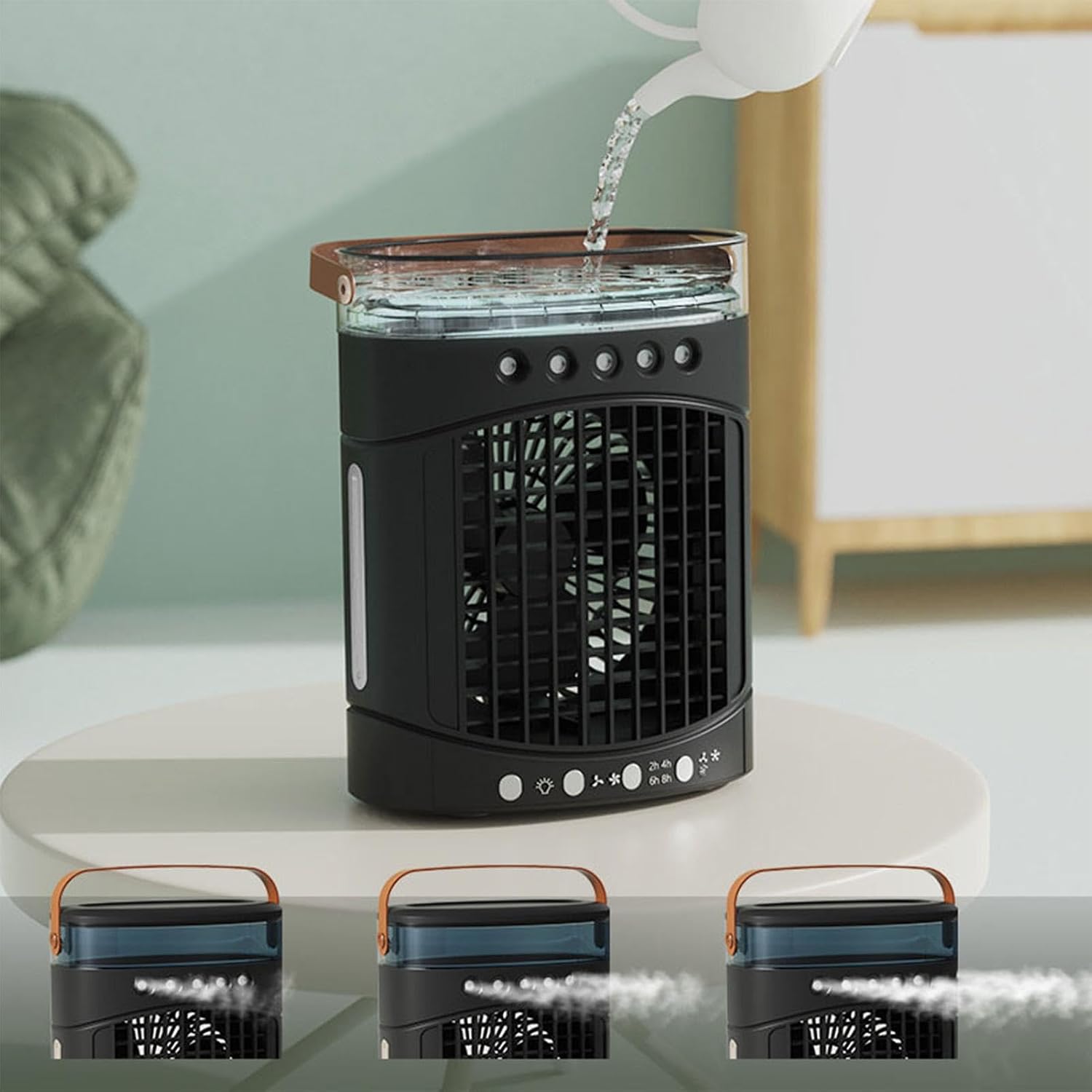 GENERIC Refroidisseur D'air Par évaporation | Refroidisseurs Par évaporation Pour Climatiseur – Chargement USB, 3 Vitesses De Vent, Ventilateurs De Refroidissement D'air à Faible Bruit Pour Petite Pièce,