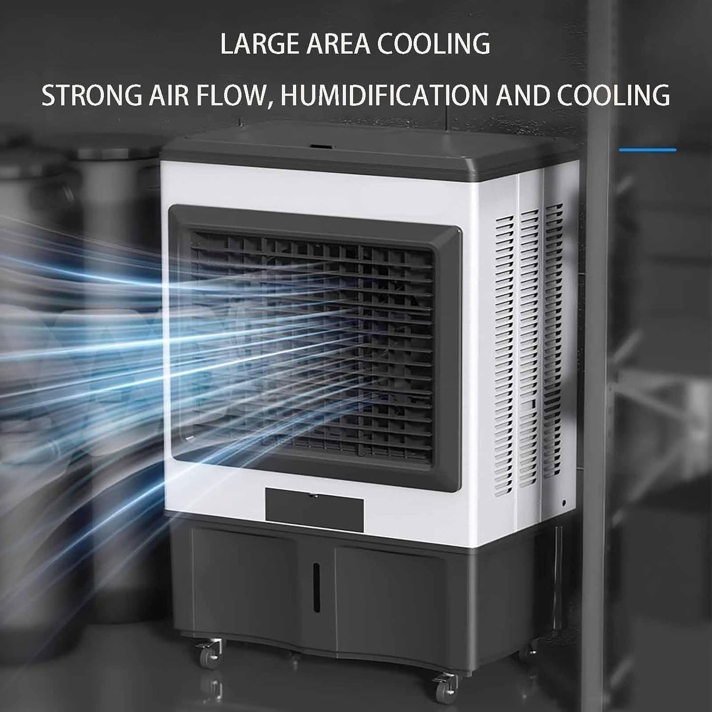 GENERIC Refroidisseur De Climatiseur Industriel Portable 200 W, Réservoir D'eau De 50 L, Faible Bruit, 3 Vitesses De Vent, Zone De Refroidissement Jusqu'à 60 M², Convient Pour Une Utilisation En Intérieur