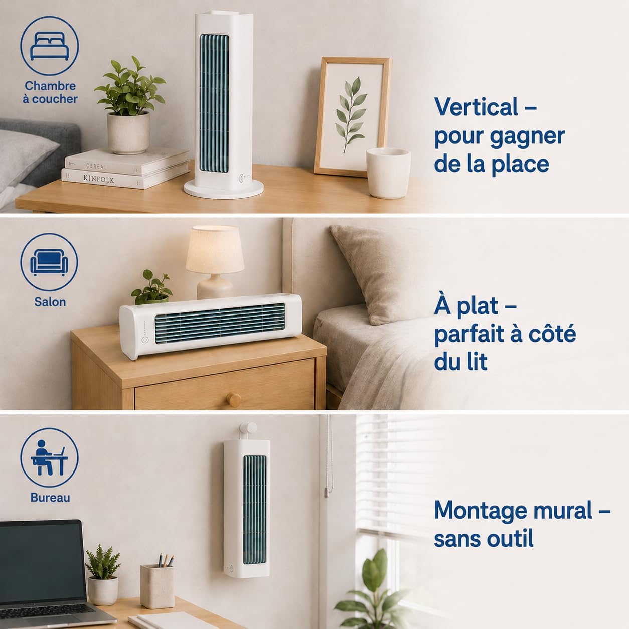 Breezamax Fan Air Cooler, Conception Sans Pales, Autonomie De 3 à 8 Heures, Conception Portable, Trois RéGlages De Vitesse De Vent, Convient à La Maison, Au Bureau Et Au Camping (Blanc)