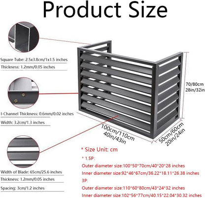 GENERIC Cache-unité AC En Aluminium, Mini écran De Clôture Pour Pompe à Chaleur Fendue, Couverture De Réduction Du Bruit Extérieur à 3 Panneaux, Convient Aux Climatiseurs De 110 X 80 X 60 Cm, Marron