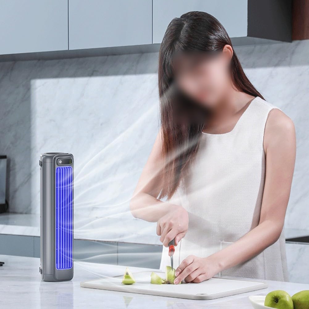  DAZZLEEX Ventilateur De Climatiseur Portable, Unité Murale, Ventilateur De Bureau Autonome Avec 3 Réglages De Vitesse, Batterie Rechargeable De 2000 MAh, 12 Heures D'autonomie, Pour La Maison, Le
