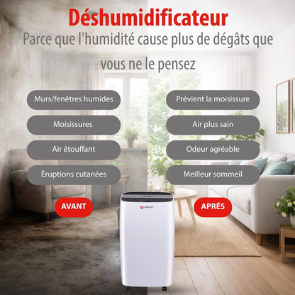  Alpina Déshumidificateur D’Air – Déshumidificateur D Air Anti Moisissure Et Anti Humidité Pour Maison Jusqu’à 20m² – Absorbeur D’Humidité Électrique – Absorbeur D’Odeur – Déshumidificateurs Compact