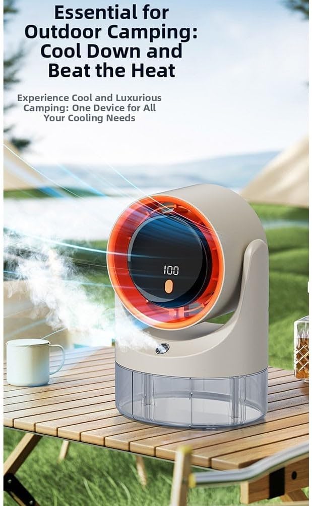  Refroidisseur D'air Par évaporation Portable – Avec 100 Niveaux De Vitesse – Réservoir De Type C 450 Ml – Pour Chambre à Coucher, Bureau, Camping-car (gris)