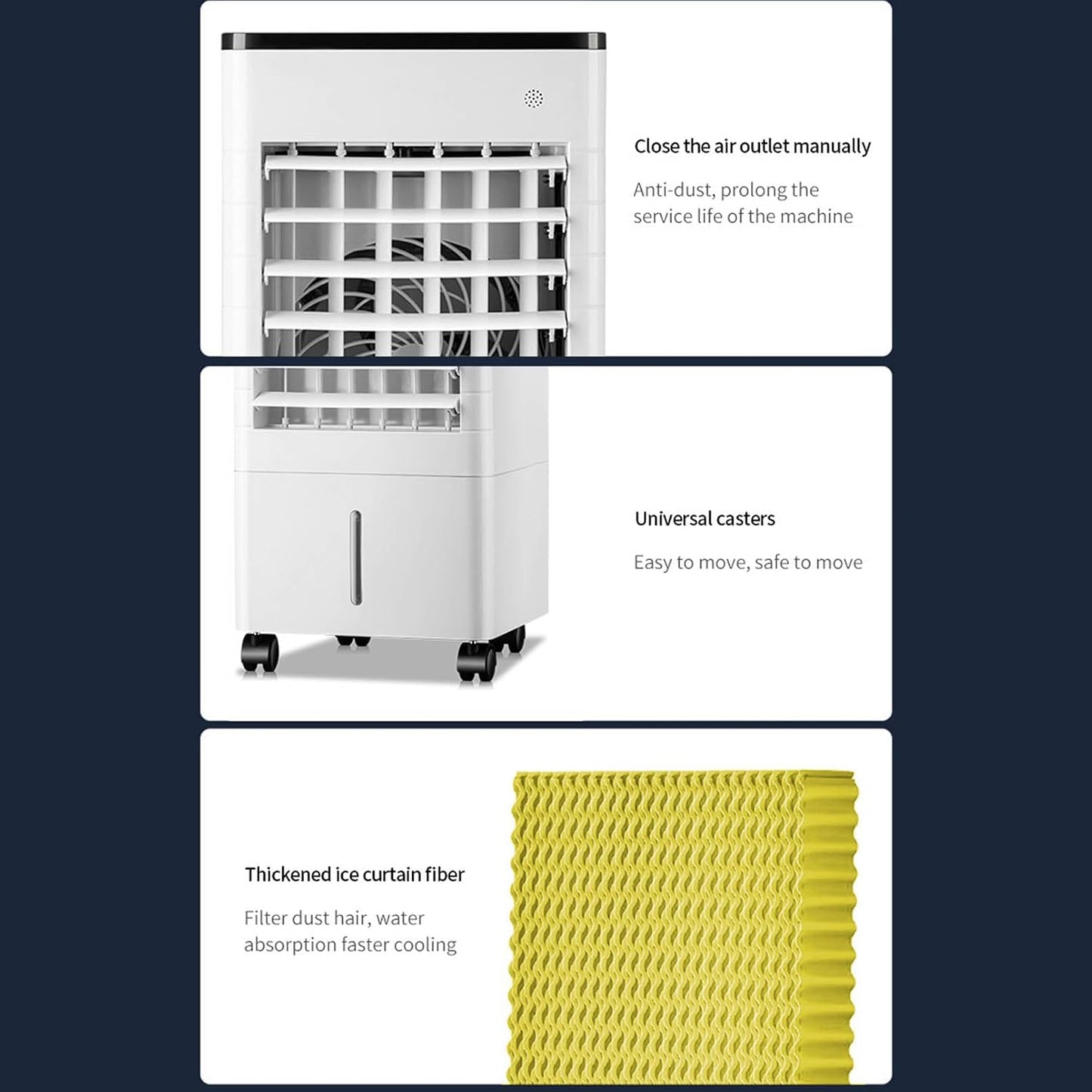 GENERIC Refroidisseur D'air Par évaporation, Réservoir De 9L, 3 Vitesses, Oscillation à 90°, Minuterie 8H, Pour La Maison, Le Bureau, La Chambre à Coucher