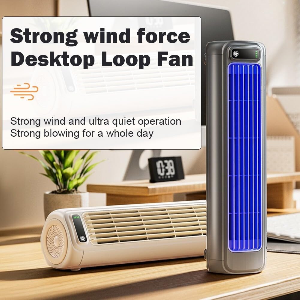  DAZZLEEX Ventilateur De Climatiseur Portable, Unité Murale, Ventilateur De Bureau Autonome Avec 3 Réglages De Vitesse, Batterie Rechargeable De 2000 MAh, 12 Heures D'autonomie, Pour La Maison, Le