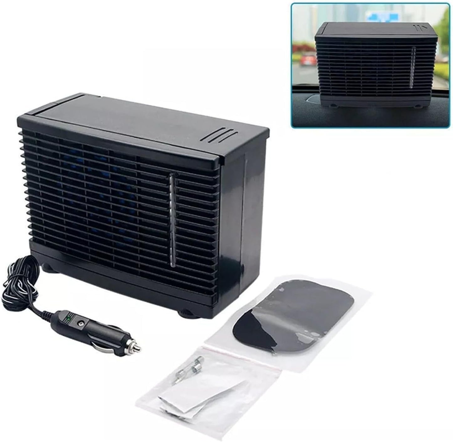  1 Ventilateur Portable Pour Voiture, Climatiseur Par évaporation Avec Eau Glacée, Faible Bruit, Vitesse Réglable, Alimenté Par USB Pour Véhicule, Cabine, Camping, Voyage, ABS Noir