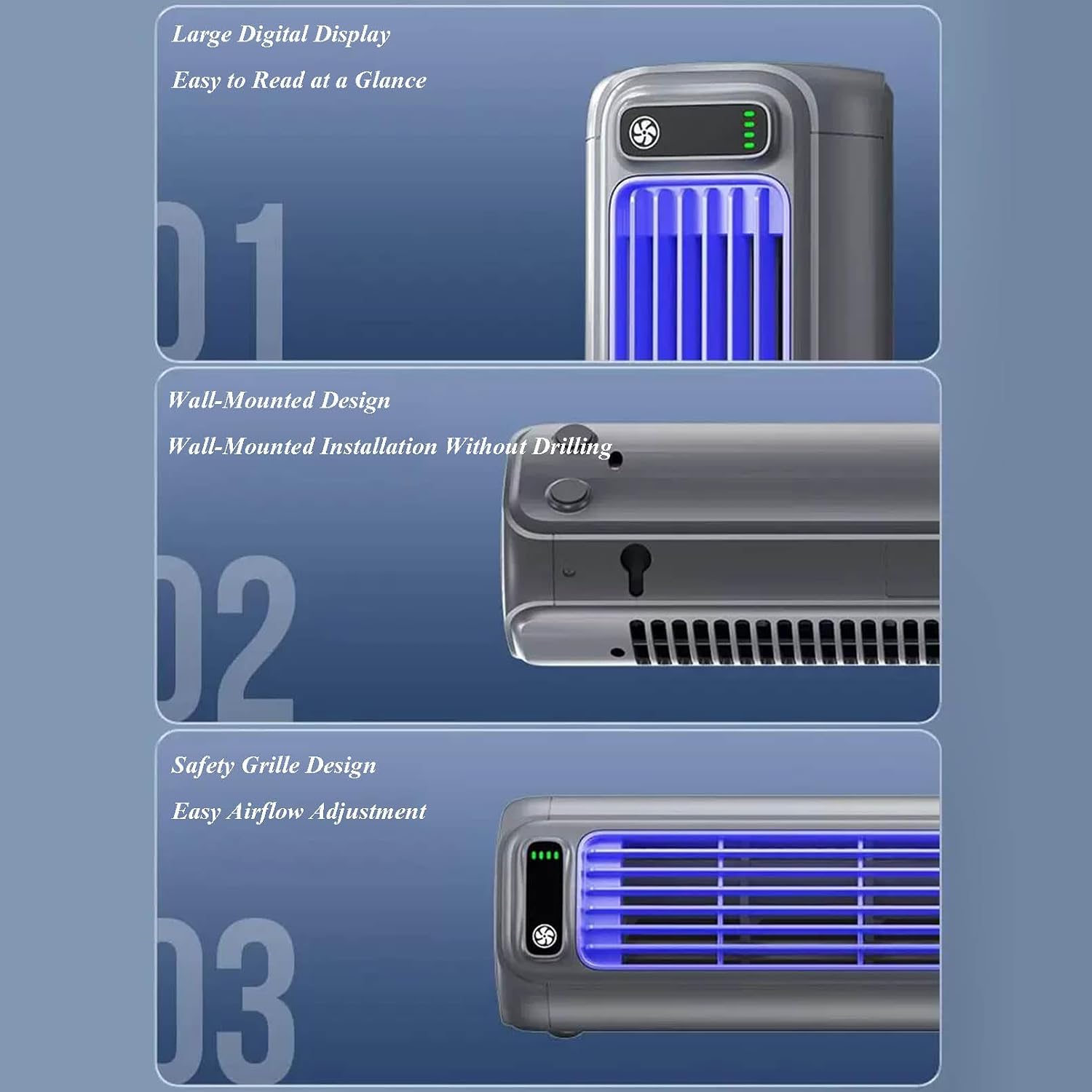  Ventilateur De Climatiseur Portable Avec Charge USB, Bureau à 3 Vitesses Et Refroidissement Mural Pour Usage Domestique Et Bureau