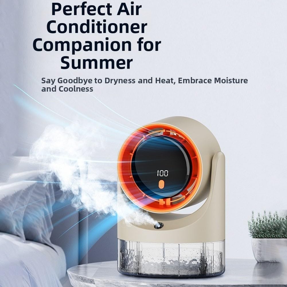  Refroidisseur D'air Par évaporation Portable – Avec 100 Niveaux De Vitesse – Réservoir De Type C 450 Ml – Pour Chambre à Coucher, Bureau, Camping-car (gris)