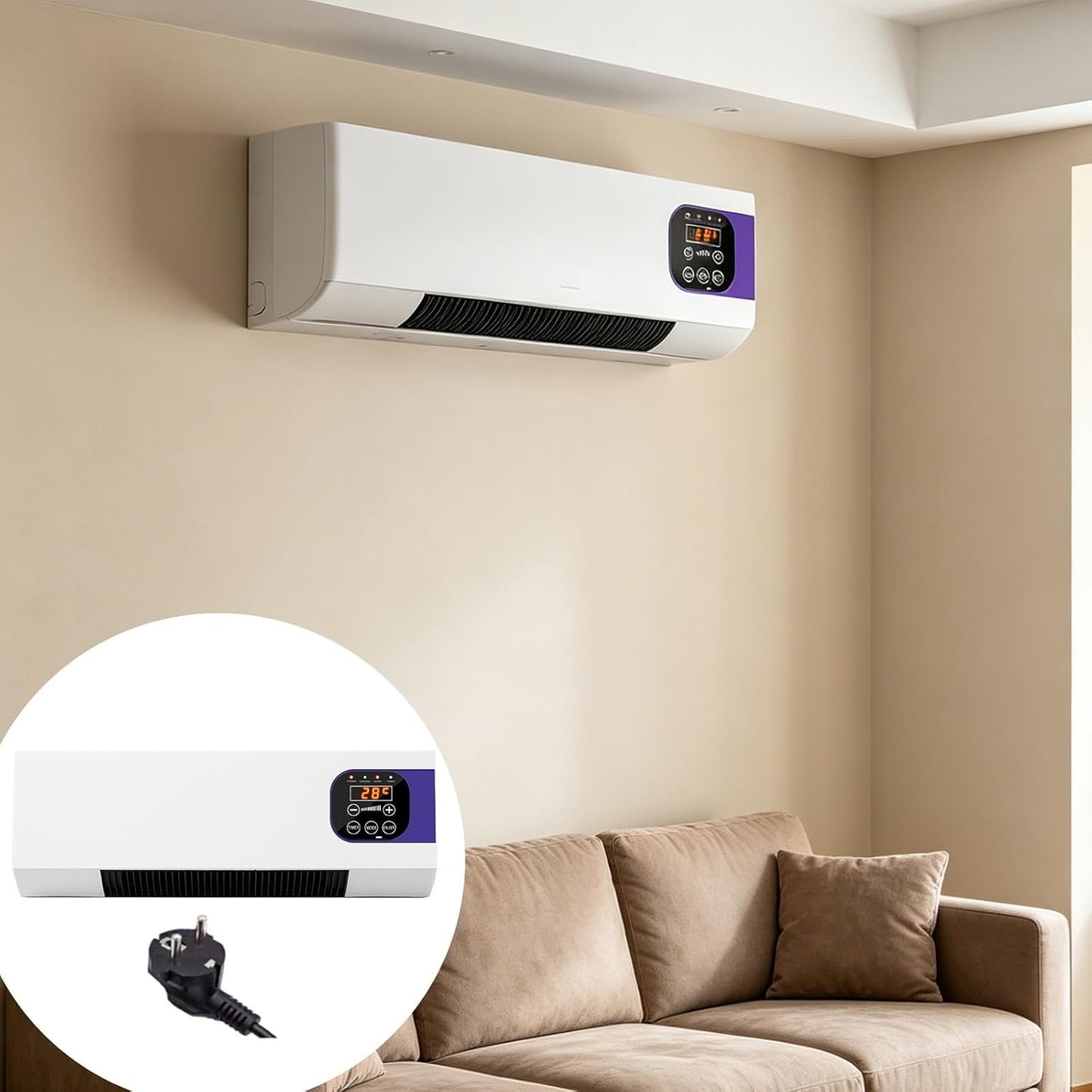  Générique Mini Climatiseur Mural Portable Avec Refroidissement Et Chauffage Rapides Et Silencieux, Aucune Installation Requise