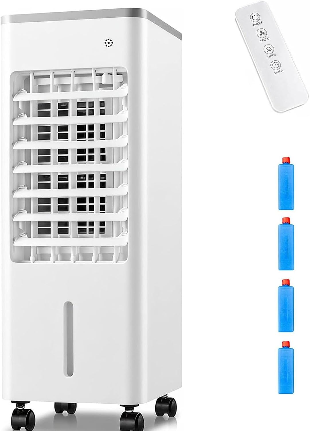  Climatiseur Portable 4-en-1, Rafraîchisseur D'air Par évaporation Avec Réservoir De 6 L, Télécommande, 3 Vitesses Et Roulettes – Idéal Pour La Maison, La Chambre, Le Bureau Ou Le Camping (Black)