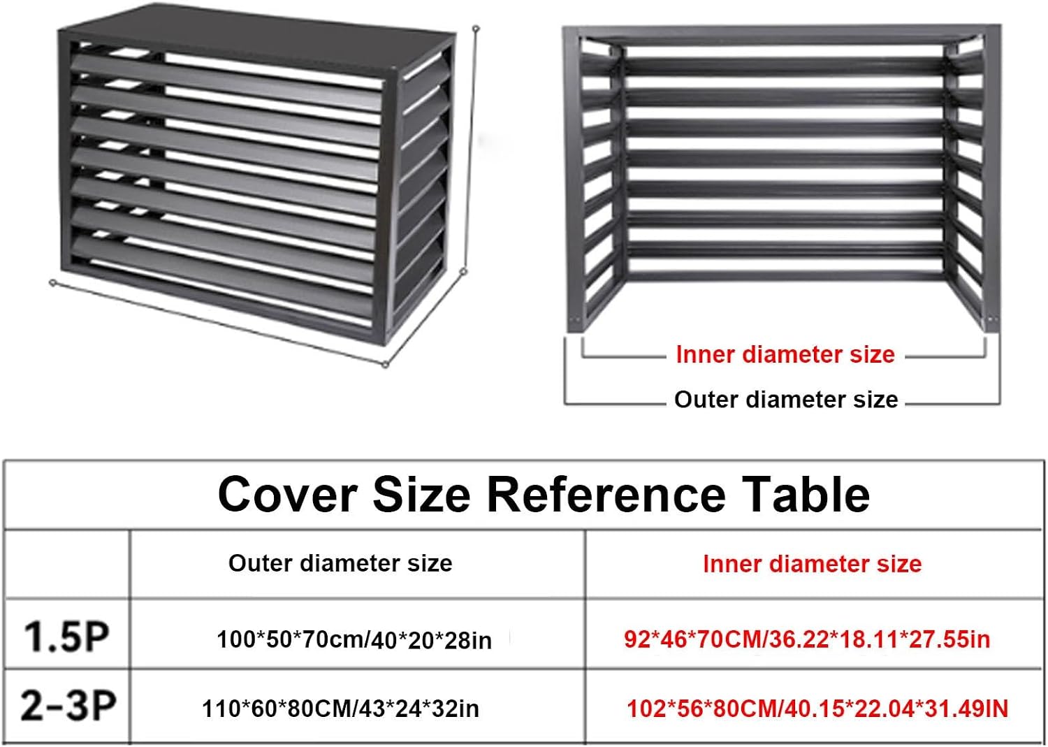 GENERIC Couvercle Robuste En Aluminium Pour Climatiseur, Bouclier De Condensateur Central, Pompe à Chaleur Et Capuchon De Protection Pour Unité AC, Résistant Aux Intempéries, Utilisation En Extérieur