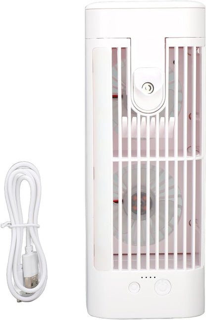  Ventilateur De Climatiseur Portable, Refroidisseur D'Air Par évaporation Personnel USB Avec Veilleuse à 3 Vitesses, Réservoir D'eau De 120 Ml, Batterie De 3600 MAh, Pour La