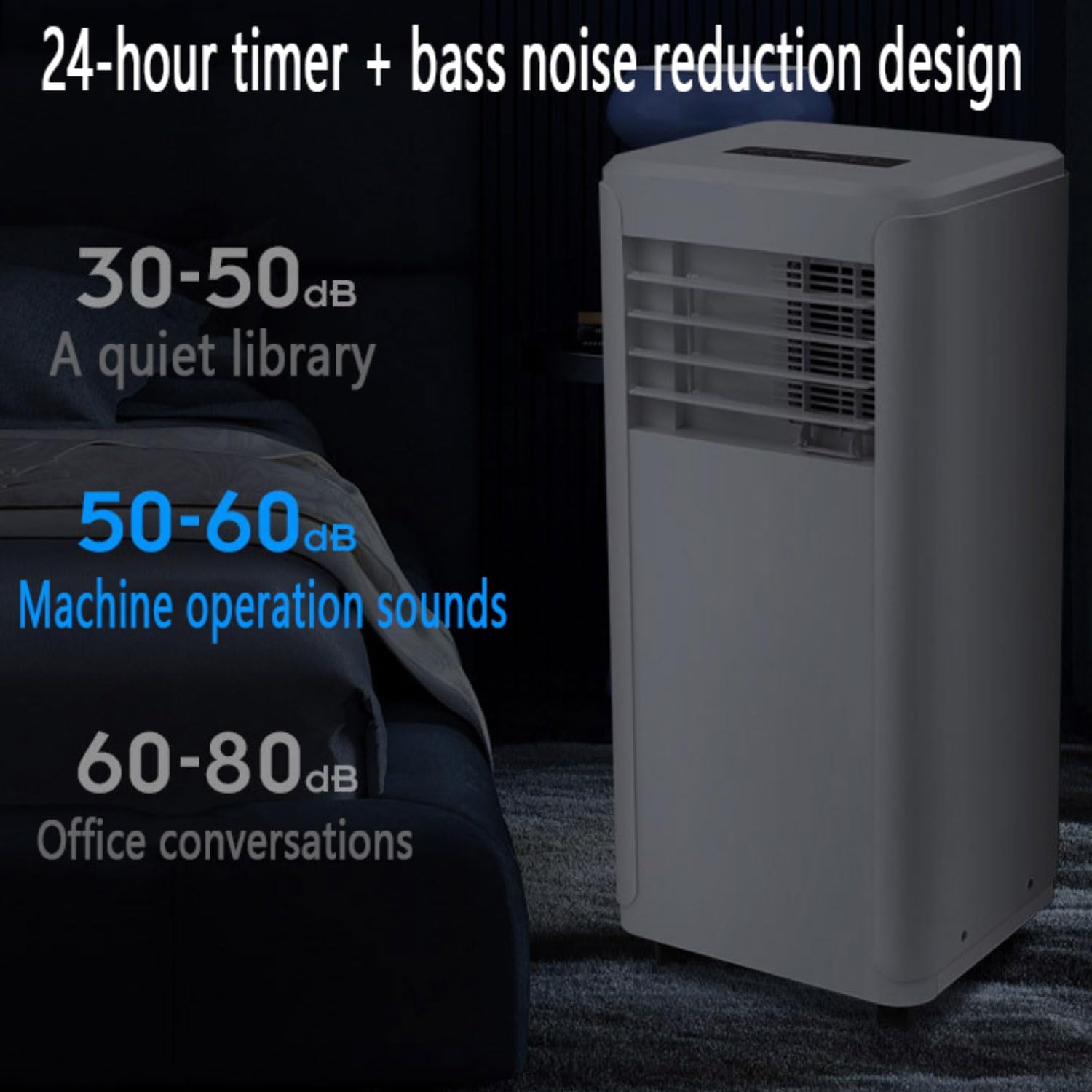 GENERIC Climatiseur Portable Avec Télécommande, Déshumidificateur à Refroidissement Rapide, Mode Veille Silencieuse, Kit De Fenêtre Inclus, Ventilateur De Refroidissement Oscillant à 120° Pour Une Utilisation