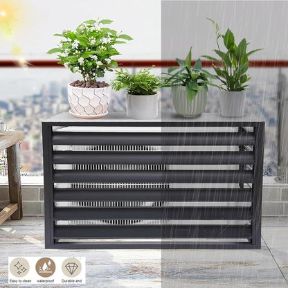  Housse De Protection En Aluminium Pour Climatiseur Extérieur - Écran Décoratif Et Boîtier Pour Climatisation - Étanche - Blanc - 110 X 60 X 80 Cm/43 X
