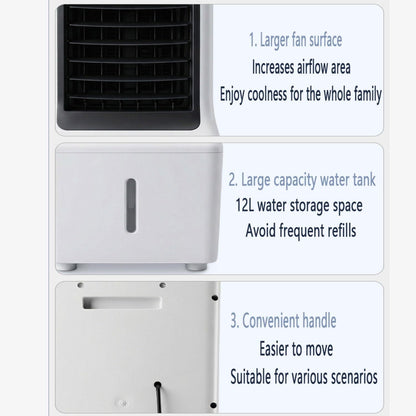 GENERIC Refroidisseur D'air Par évaporation Avec Réservoir D'eau De 12 L, Fonction Silencieuse, 3 Vitesses, Filtre Lavable, Débit D'air De 180 M³/h, Design Portable Pour La Maison Et Le Bureau