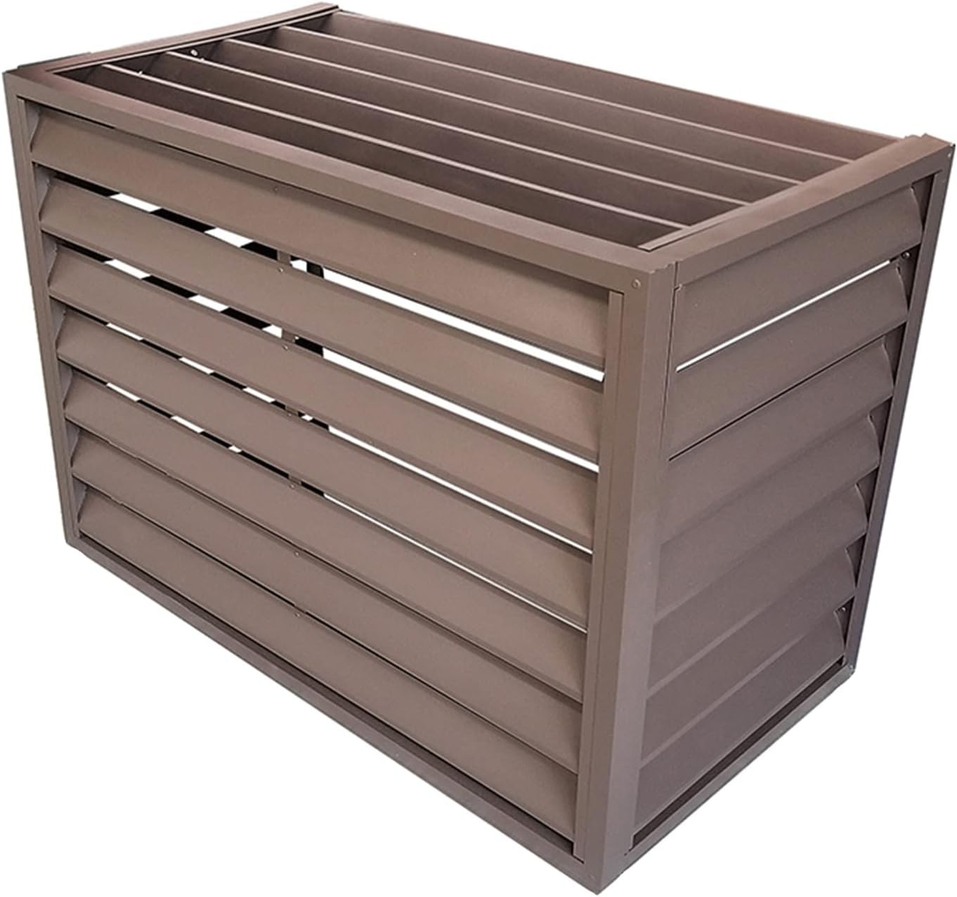 GENERIC Housse De Climatiseur Extérieur Avec écran De Clôture – Volets En Alliage D'aluminium Et Support De Fleurs En Métal Anti-corrosion Pour Unité De Climatisation Marron A Taille 2-3P