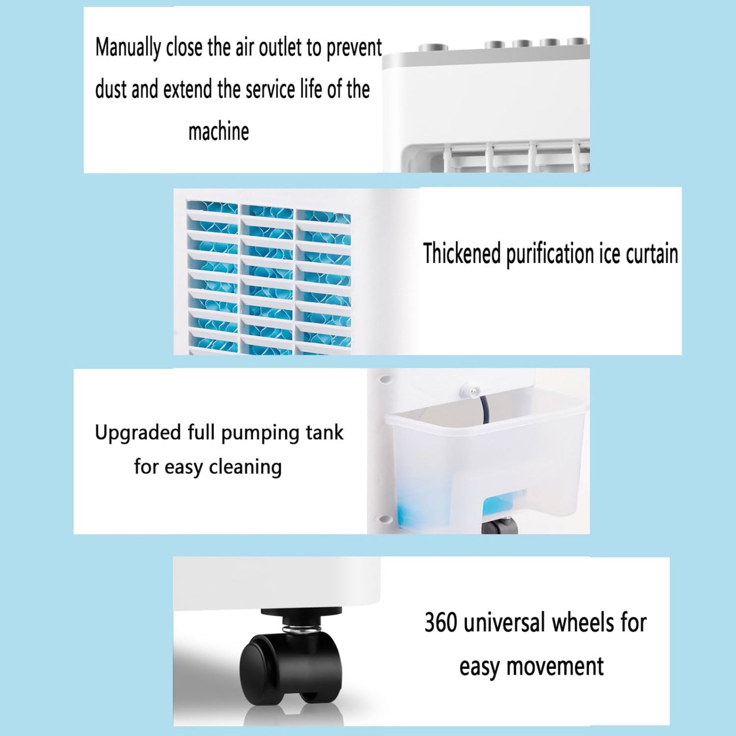 GENERIC Climatiseur Portable à 3 Vitesses, Oscillant à 90°, Fonctionnement Silencieux, Affichage Numérique, Minuterie De 8 Heures, Refroidisseur D'air Par évaporation Avec Ventilateur De Refroidissement à