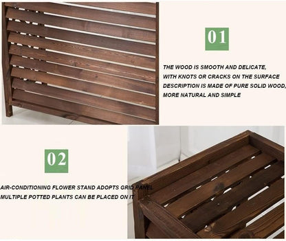  Clôture De Climatiseur De Type Fenêtre, Couvercle De Climatiseur, Coque De Poubelle En Bois Massif, Support De Climatiseur Dissimulé, Support De Fleurs, Grille De Protection
