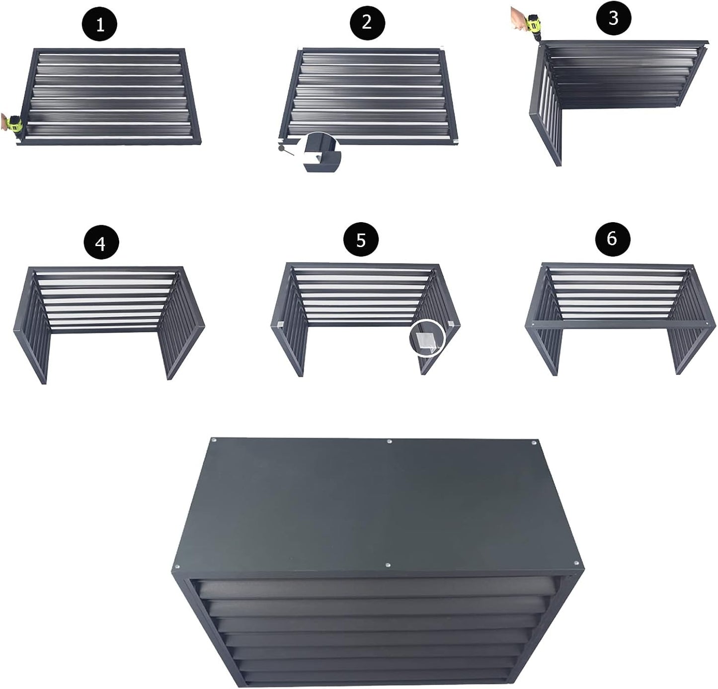  Couvercle En Aluminium Pour Climatiseur Et Pompe à Chaleur - Écran De Protection Extérieur Pour Condensateurs - Clôture Autoportante Pour Unités AC Et Déchets - Design Résistant Aux Intempéries