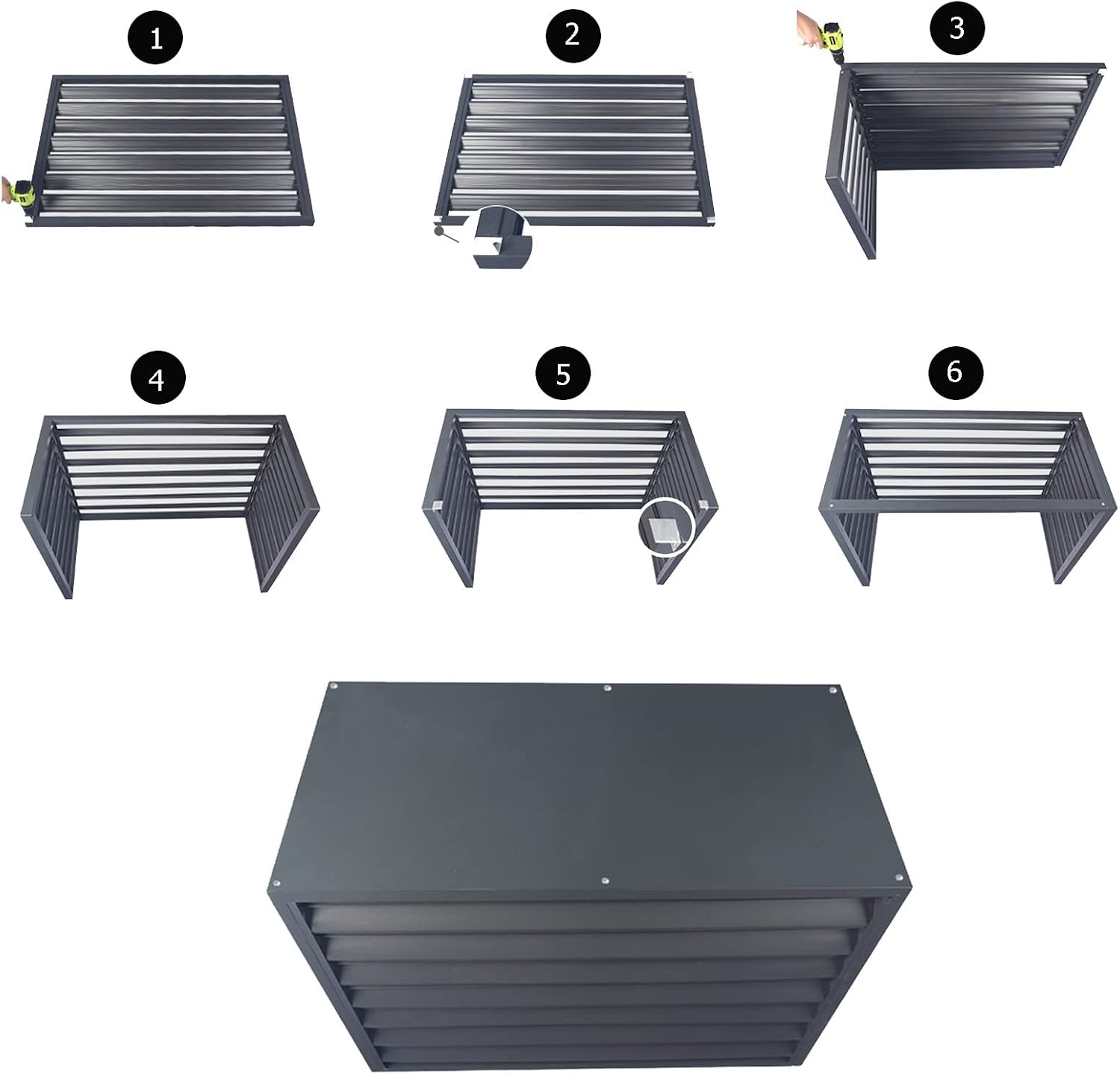  Couvercle De Climatiseur Extérieur En Aluminium Et Boîtier De Pompe à Chaleur, écran De Clôture De Protection Pour Condensateurs, Couvercle Autonome Pour Ordures Et Climatisation, Design Résistant Aux