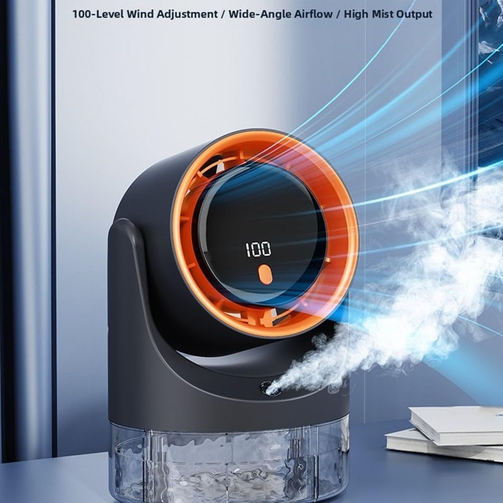  Refroidisseur D'air Par évaporation Portable – Avec 100 Niveaux De Vitesse – Réservoir De Type C 450 Ml – Pour Chambre à Coucher, Bureau, Camping-car (gris)