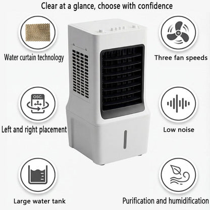 GENERIC Refroidisseur D'air Par évaporation Avec Réservoir D'eau De 12 L, Fonction Silencieuse, 3 Vitesses, Filtre Lavable, Débit D'air De 180 M³/h, Design Portable Pour La Maison Et Le Bureau