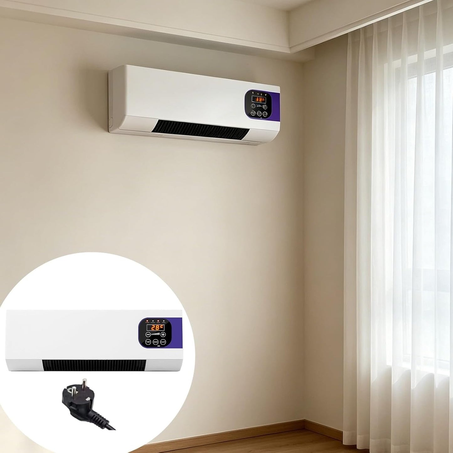  Générique Mini Climatiseur Mural Portable Avec Refroidissement Et Chauffage Rapides Et Silencieux, Aucune Installation Requise