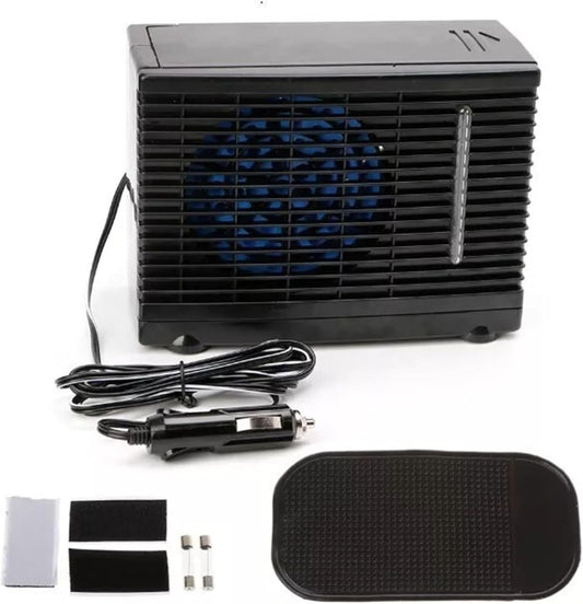  1 Ventilateur Portable Pour Voiture, Climatiseur Par évaporation Avec Eau Glacée, Faible Bruit, Vitesse Réglable, Alimenté Par USB Pour Véhicule, Cabine, Camping, Voyage, ABS Noir