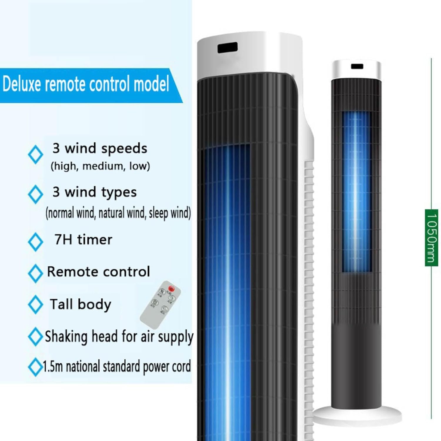  Climatiseur Portable, Ventilateur Tour Silencieux Avec Air Froid, 3 Vitesses Et 3 Modes, Refroidisseur Oscillant à 80° Sans Pales Pour Chambre à Coucher, Bureau à Domicile