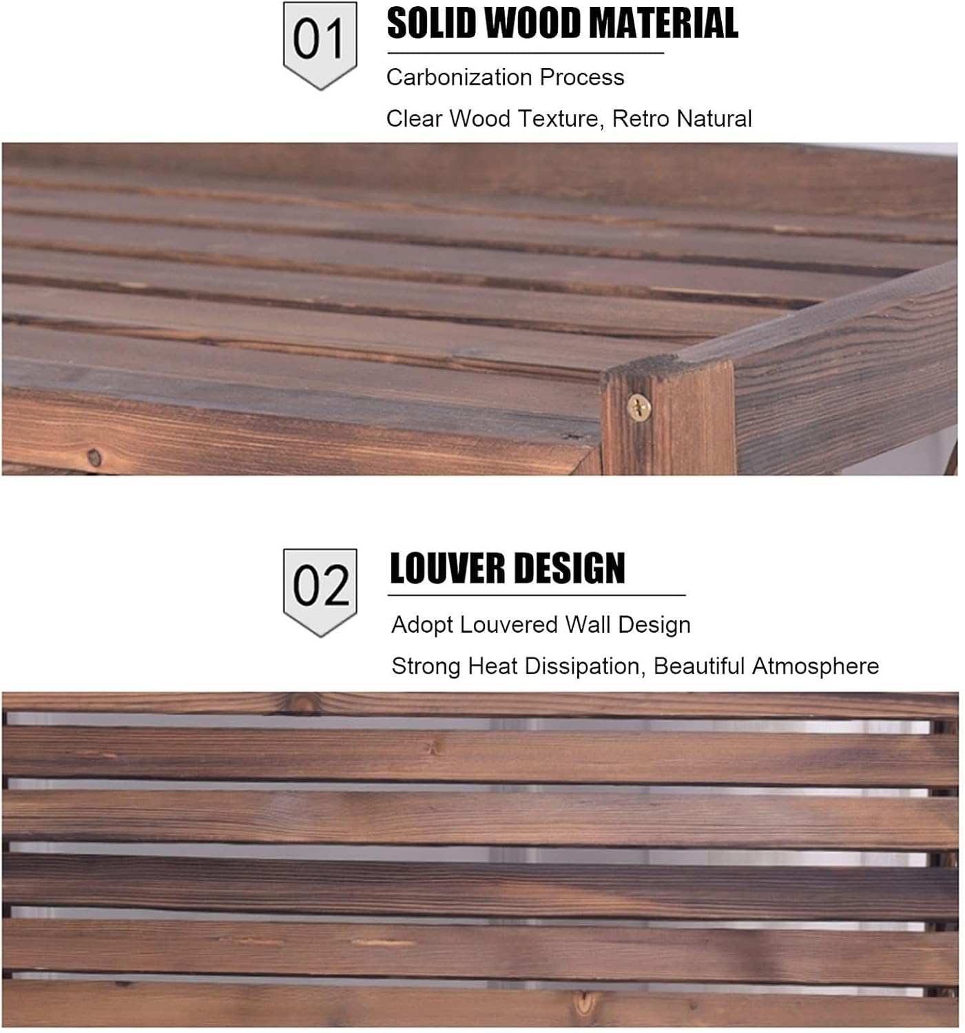  Housse De Climatiseur En Bois Massif Et écran De Garde-corps – Poubelle Multifonction Avec Support De Fleur Pour Pompe à Chaleur, Grille De Protection Pour Une Utilisation En Extérieur