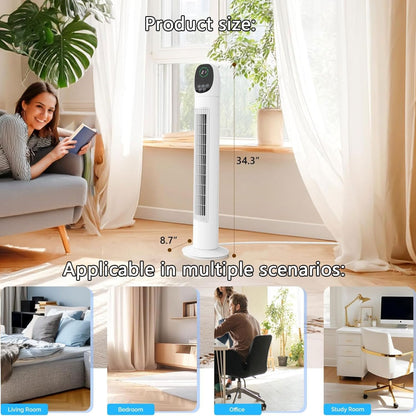 GENERIC Ventilateur De Refroidissement Tour Pour Chambre à Coucher, Ventilateur De Sol Sans Pales Avec 3 Modes, 3 Vitesses Et Affichage Numérique, Refroidisseur D'air Avec Oscillation à 80 °, Minuterie De 7,5