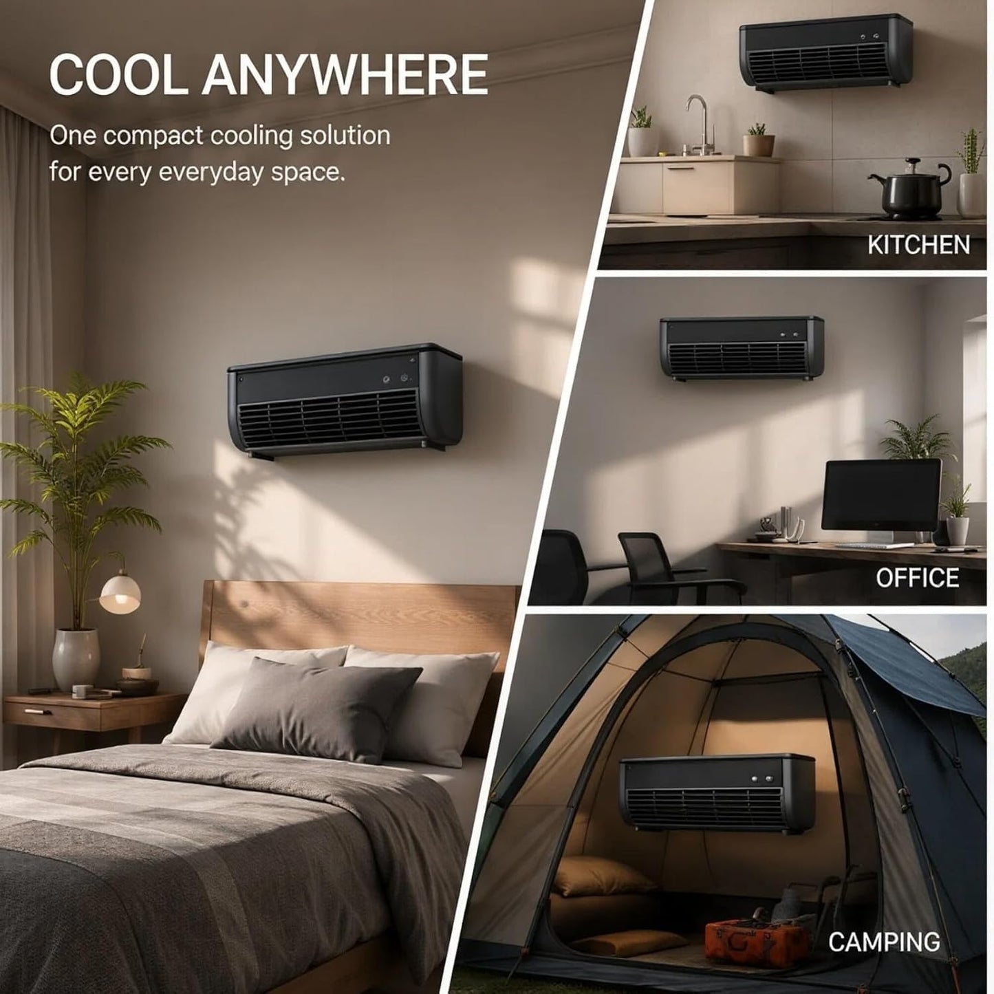  Ventilateur Rafraîchissant, Ventilateur Climatiseur Portable 3 Vitesses Avec Chargeur Inclus, Rafraîchisseur D'Air Pour Chambre, Cuisine, Intérieur Et Extérieur, Refroidissement Rapide (Blanc)